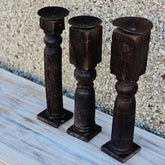 Indian Wooden Hand Carved Candle Holder Stand (Set of 3) 293